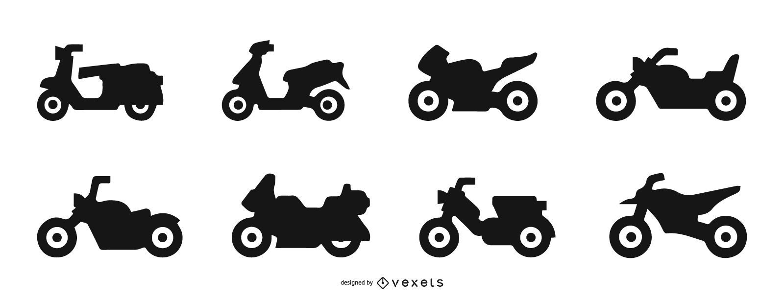 Conjunto de silhueta de motocicleta