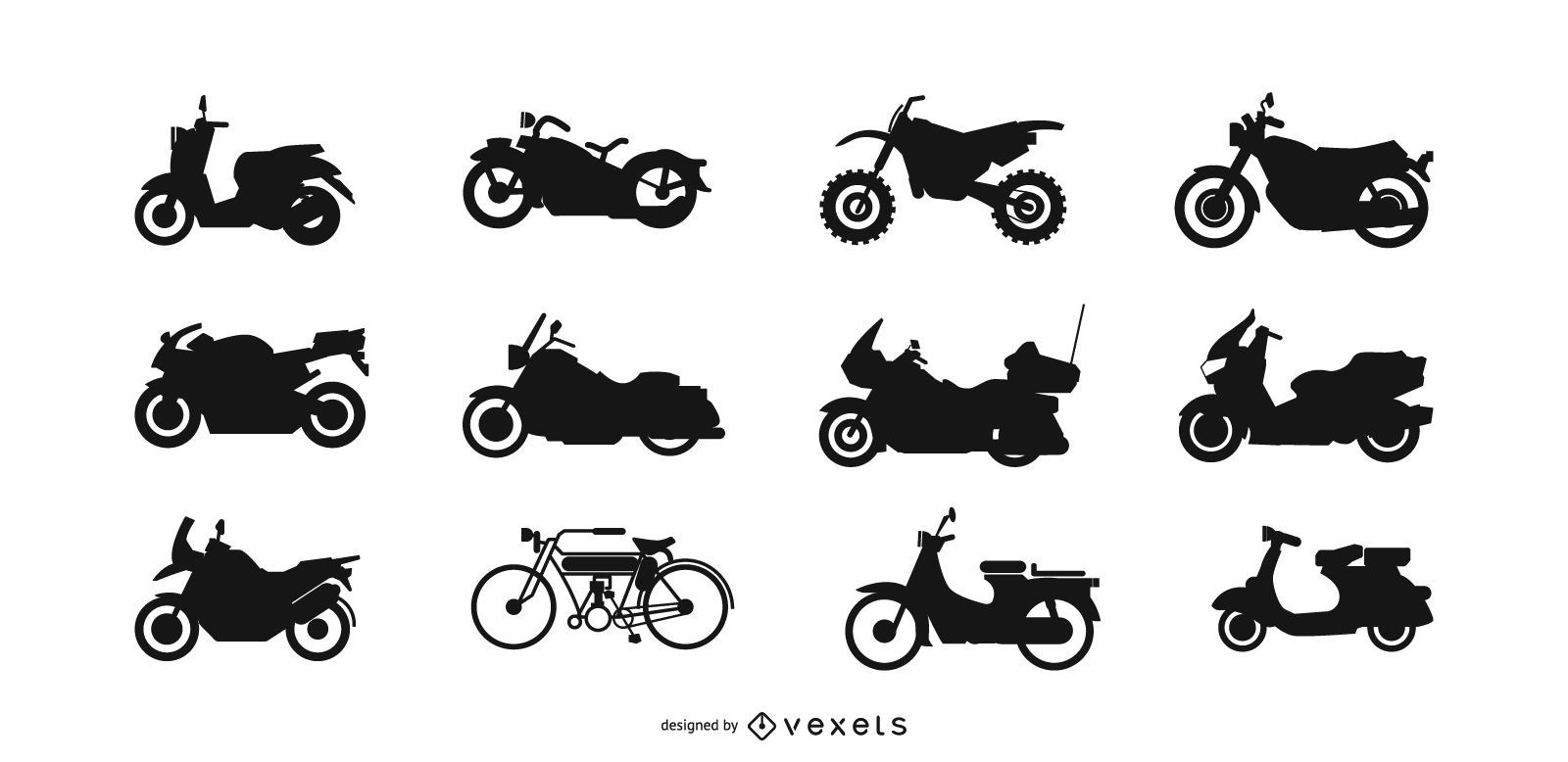 Motorbike silhouette set