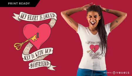 Herz Schlüssel T-Shirt Design Herz Schlüssel T-Shirt Design