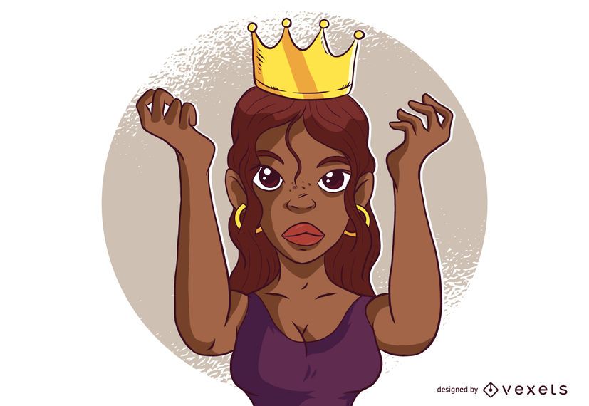 Mulher usando coroa de desenho animado Mulher usando coroa de desenho animado