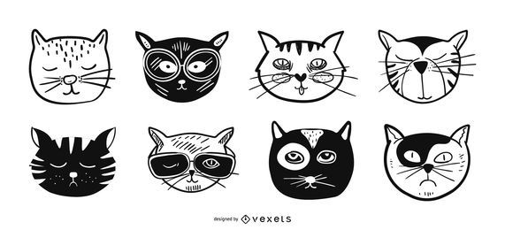 Katzen-Avatare-Illustrationssatz Katzen-Avatare-Illustrationssatz
