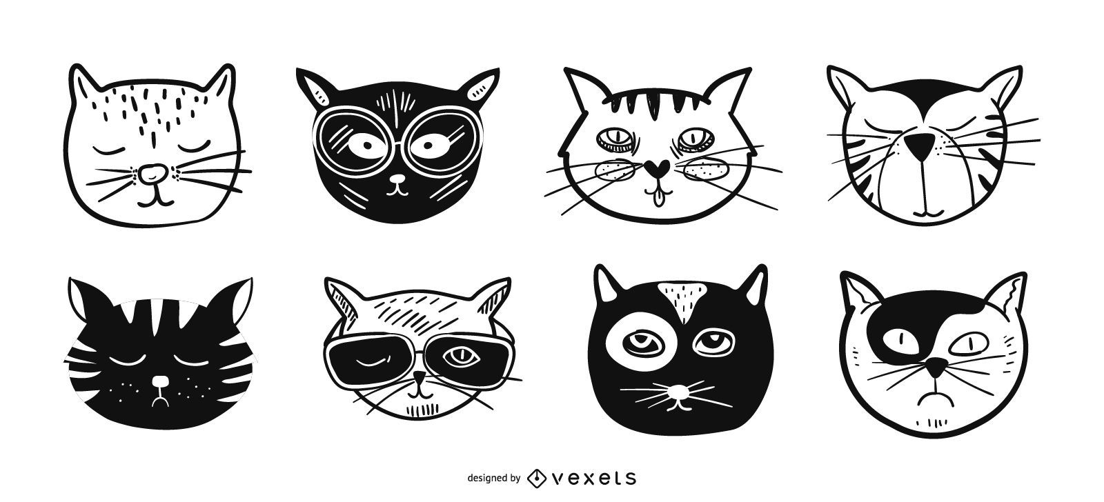 Cat avatars illustration set