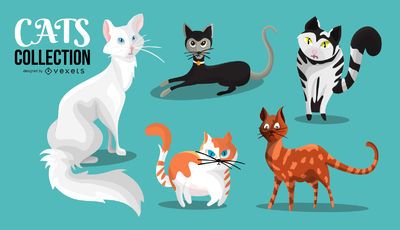 Uma Coleção De Imagens De Desenho De Gatos Para Web Design E Roupas Para  Crianças. Ilustração do Vetor - Ilustração de elemento, animal: 224948334