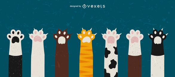 Conjunto de ilustración de patas de gato Conjunto de ilustración de patas de gato
