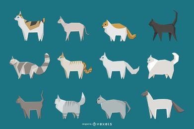 Geometric cat icons set