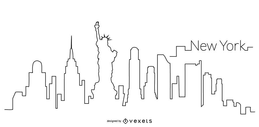New York Skyline Outline - Vector Download