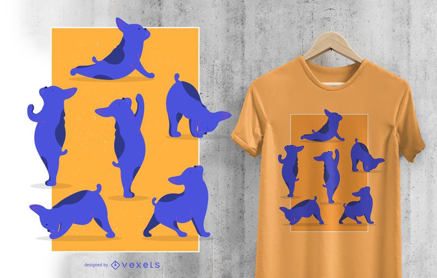Yoga-Asanas der französischen Bulldogge lustiger Hundet-shirt Entwurf Yoga-Asanas der französischen Bulldogge lustiger Hundet-shirt Entwurf