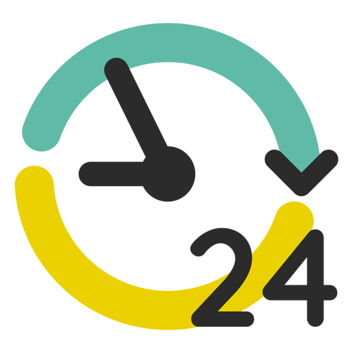 24 hour service colored stroke PNG Design