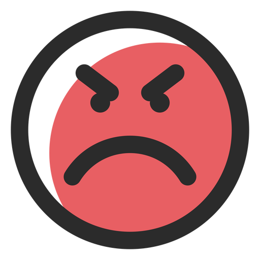 Angry colored stroke emoticon PNG Design