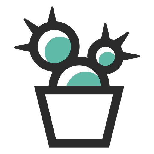 Kaktustopf farbiges Strichsymbol PNG-Design