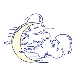 Dibujos animados de luna y nubes Diseño PNG