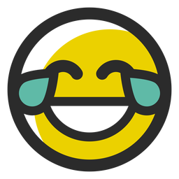 Emoticon de trazo de color riendo llorando Diseño PNG
