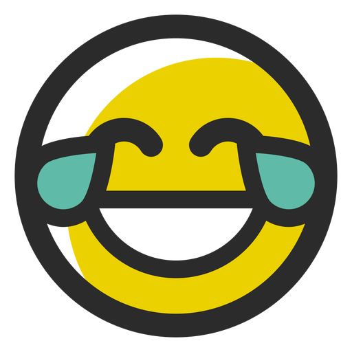 Crying laughing colored stroke emoticon PNG Design