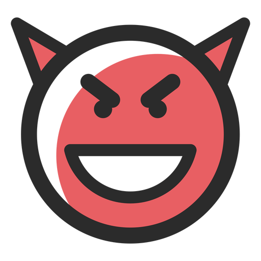Emoticon de trazo de color diablo Diseño PNG