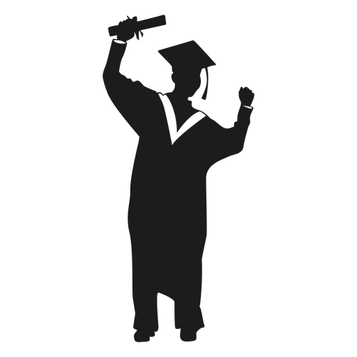 Female graduate cheering silhouette PNG Design