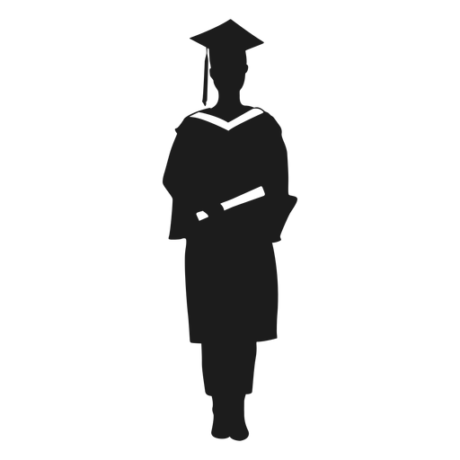 Female graduate holding diploma silhouette PNG Design