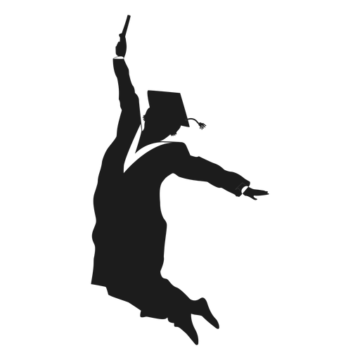 Graduate jumping silhouette PNG Design