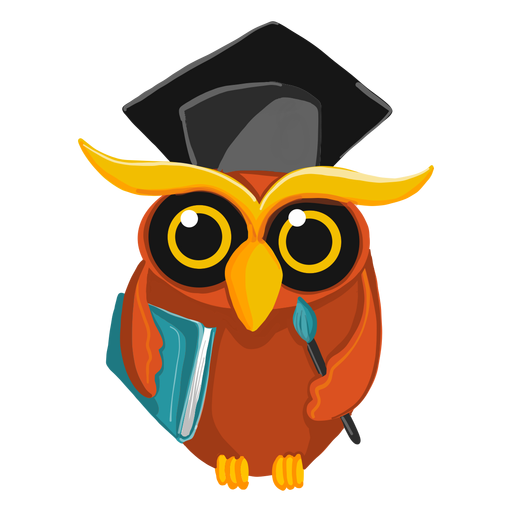 Graduate owl holding book PNG Design