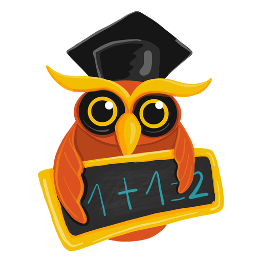 Graduate owl holding chawkboard PNG Design