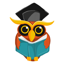 Graduate owl holding open book Graduate owl holding open book