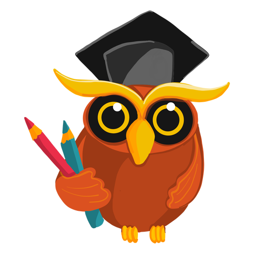 Graduate owl holding pencils - Transparent PNG & SVG vector file