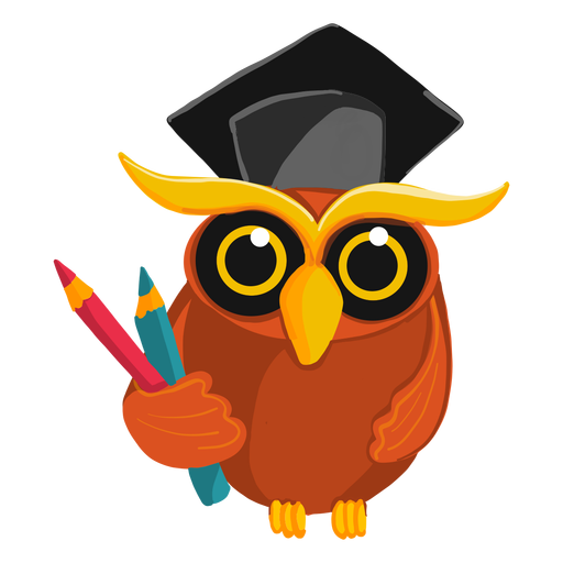 Graduate owl holding pencils PNG Design