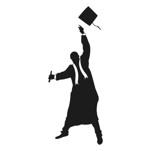Graduate throwing hat silhouette PNG Design