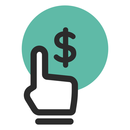 Hand pointer on money icon PNG Design