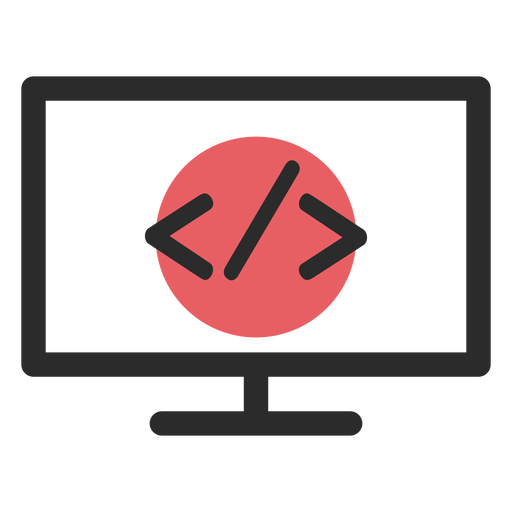 Farbiges Strichsymbol des HTML-Monitors PNG-Design