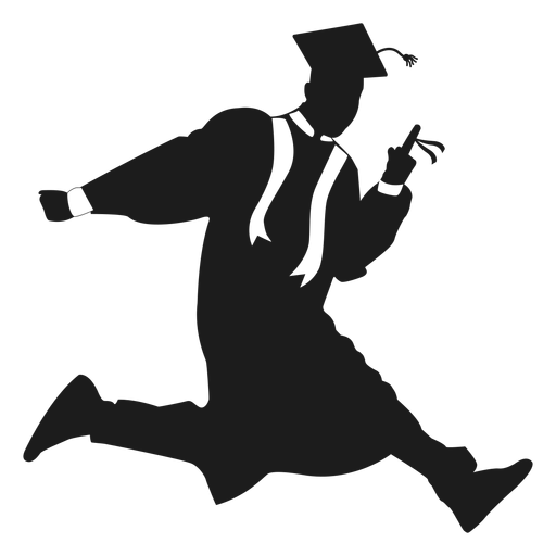 Download Jumping graduate holding diploma silhouette - Transparent PNG & SVG vector file