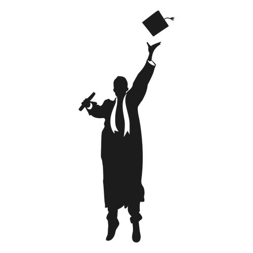 Jumping graduate throwing hat silhouette PNG Design