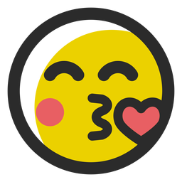 Herzfarbiges Schlaganfall-Emoticon küssen PNG-Design