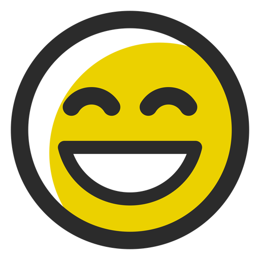 Laughing colored stroke emoticon PNG Design