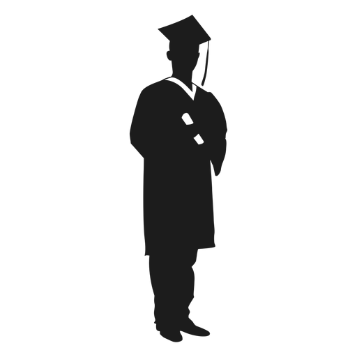 Male graduate holding diploma silhouette PNG Design