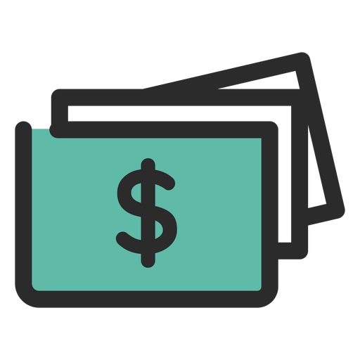 Icono de trazo de color de billetes de dinero Diseño PNG