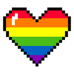 Elemento de corazón de píxeles de arco iris