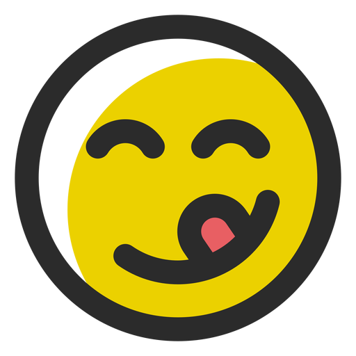 Tongue out colored stroke emoticon PNG Design