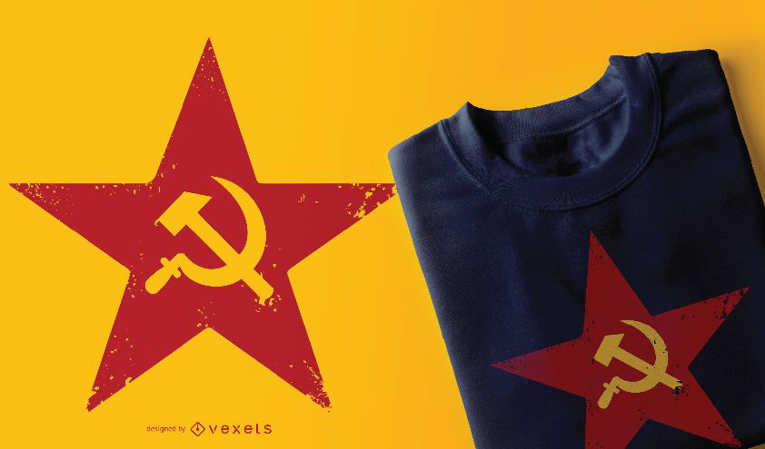 Red Soviet Five-Point Star T-shirt Design