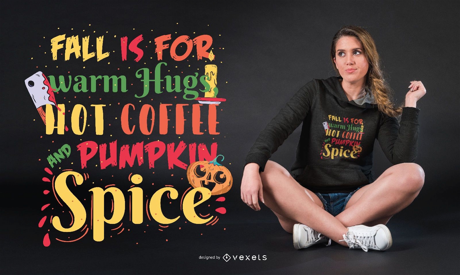 Design de t-shirt com citações de Halloween e especiarias de abóbora