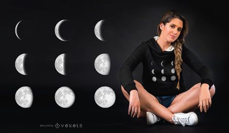 Moon Phases Space T-shirt Design Moon Phases Space T-shirt Design