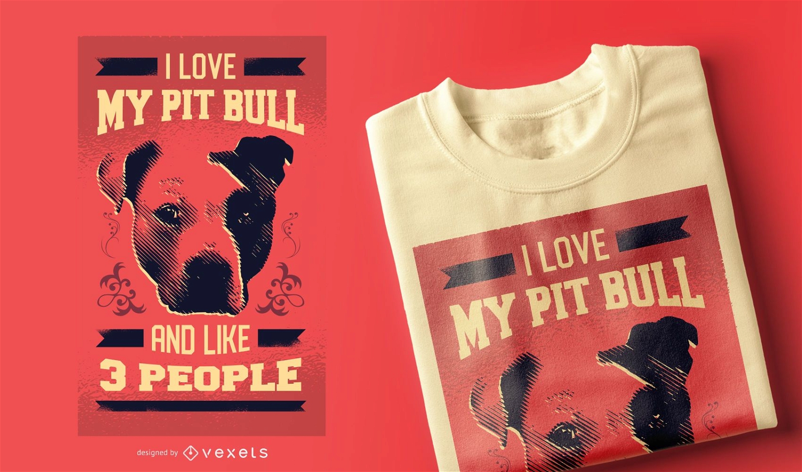 I Love My Pit Bull Funny T-shirt Design