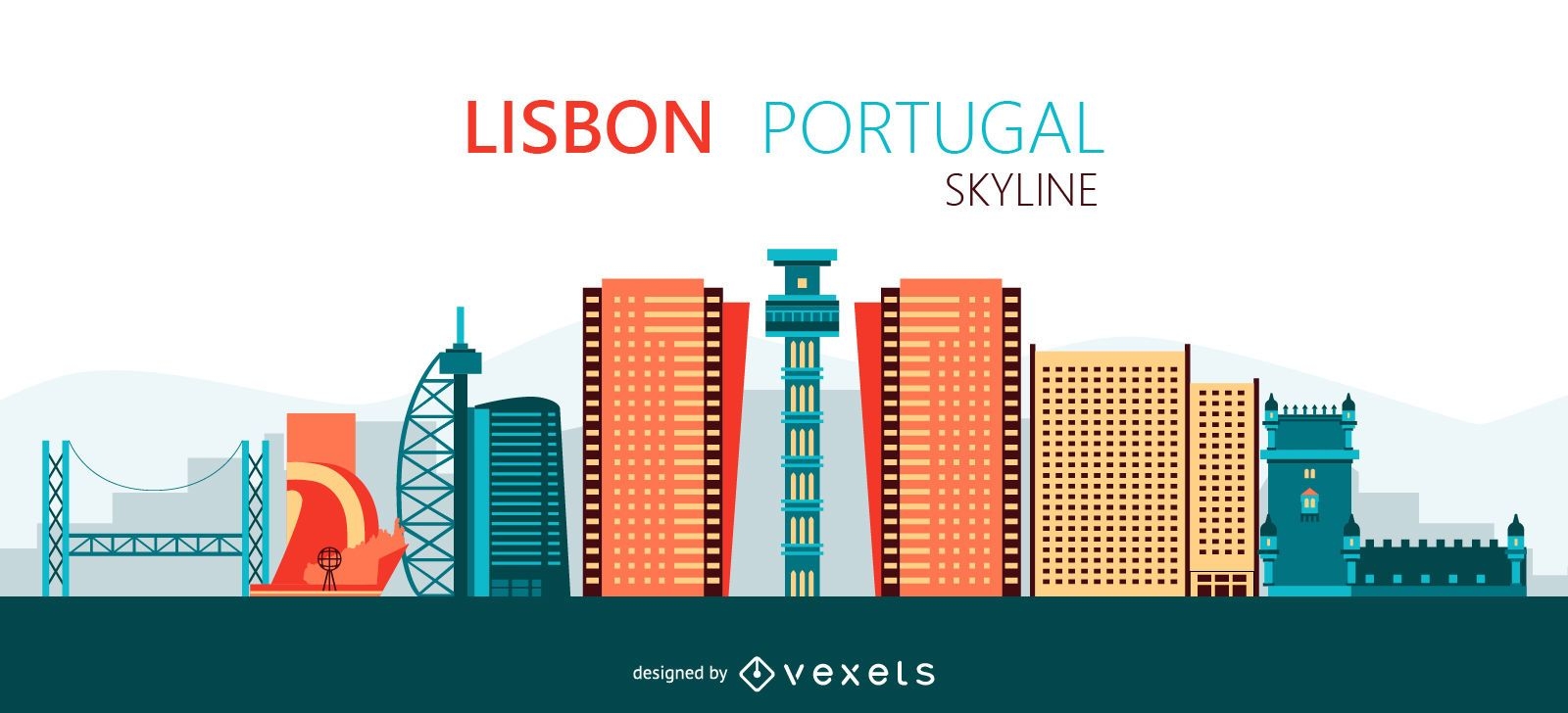Lisbon skyline illustration