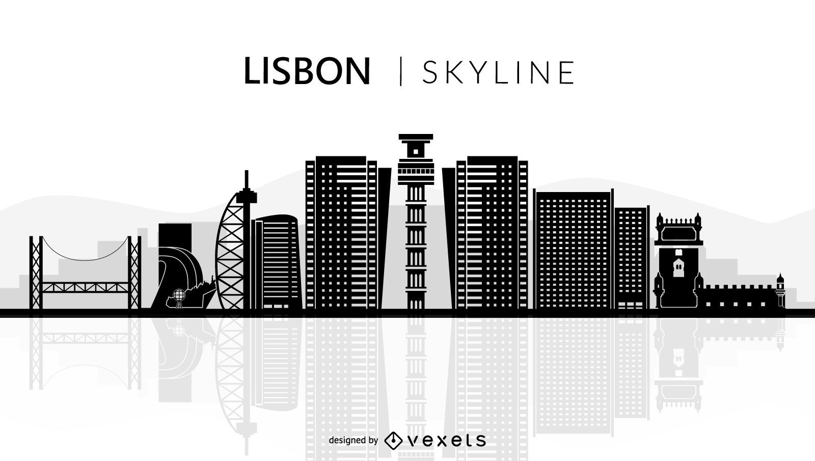 Lissabon Skyline Silhouette