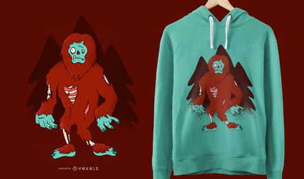 Diseño de camiseta Zombie Bigfoot Funny