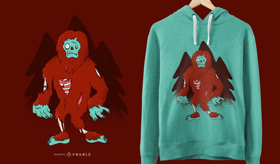Projeto engraçado do t-shirt de Bigfoot do zombi Projeto engraçado do t-shirt de Bigfoot do zombi
