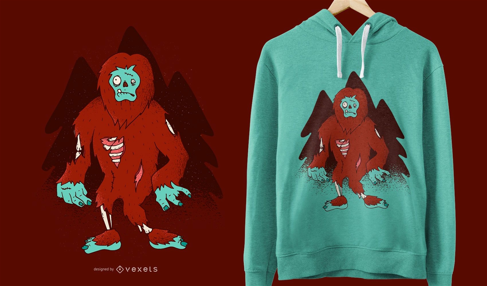 Zombie Bigfoot Funny T-shirt Design