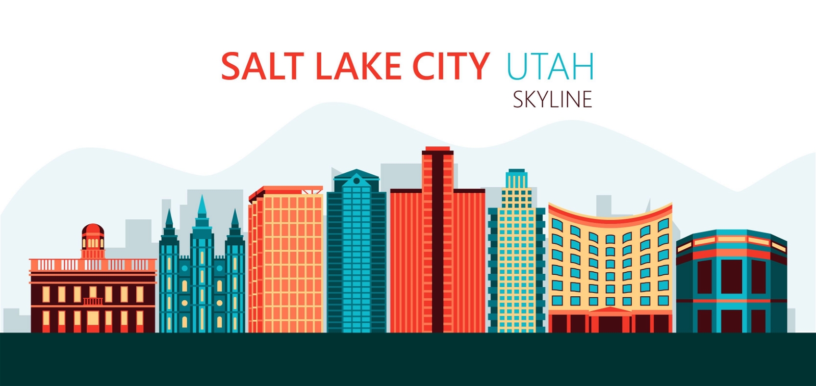 Skyline-Illustration von Salt Lake City