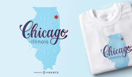 Chicago Illinois Map T-shirt Design Chicago Illinois Map T-shirt Design