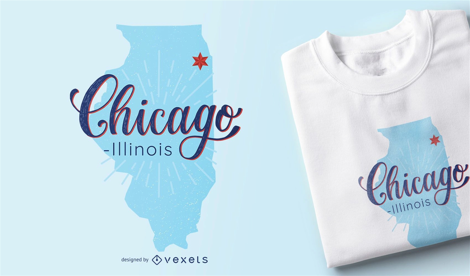 Chicago Illinois Karte T-Shirt Design