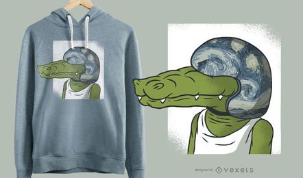 Crocodile With Helmet Funny T-shirt Design Crocodile With Helmet Funny T-shirt Design